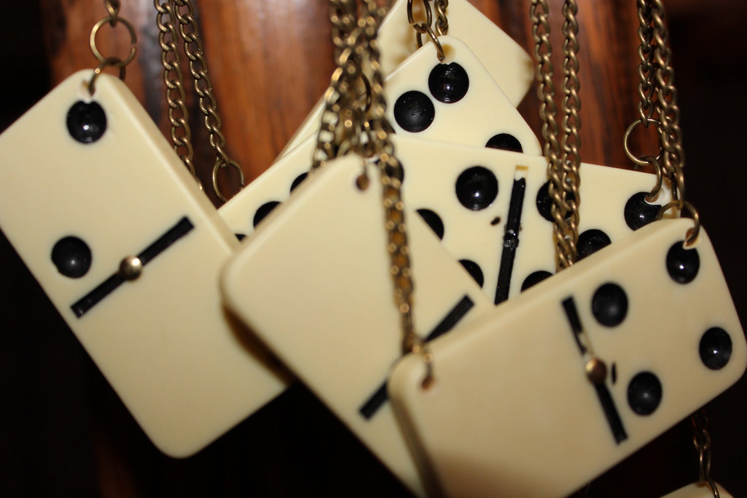 Landscape Bronze Chain White Domino Necklaces