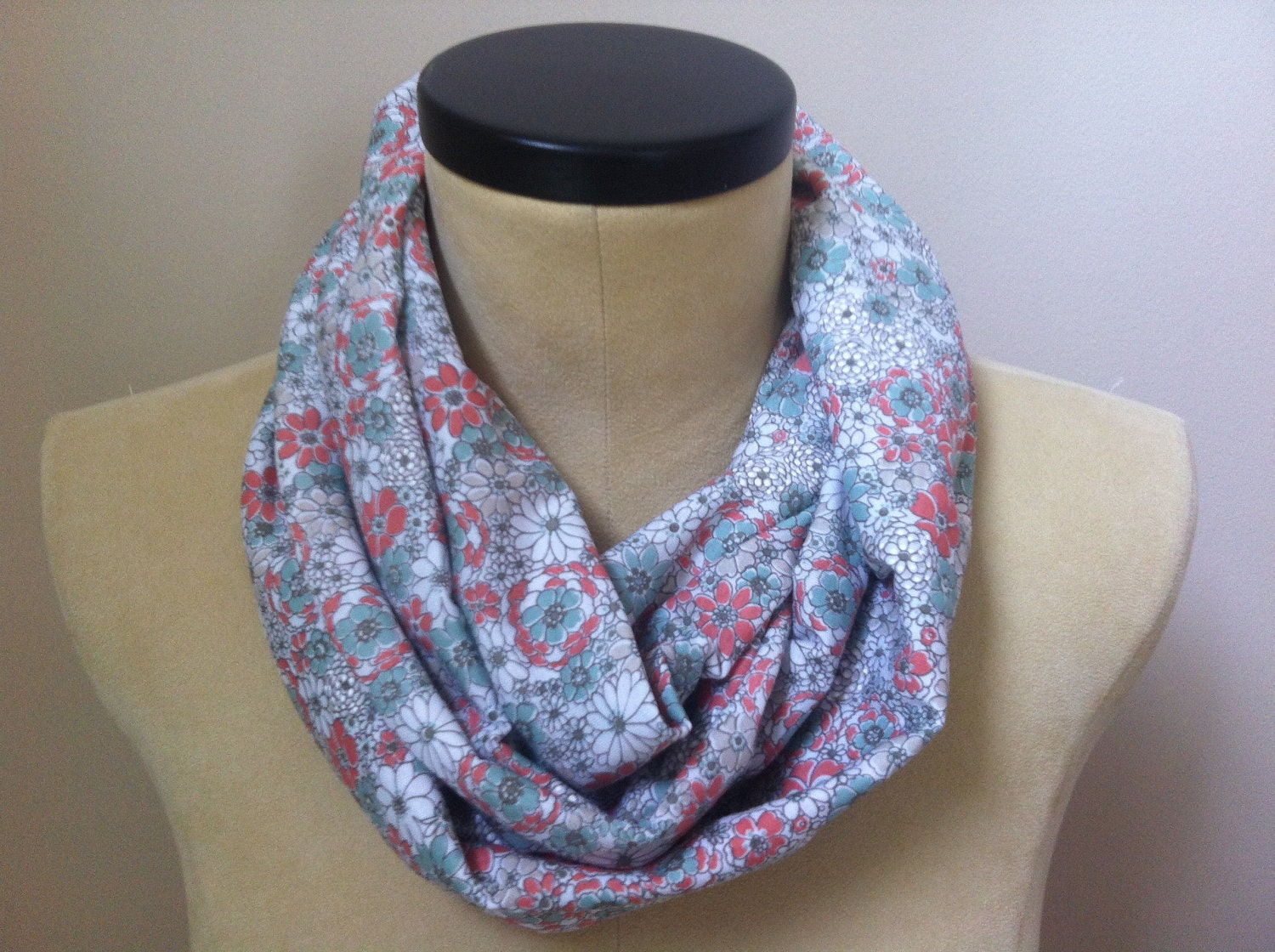 Mint Floral Infinity Scarf