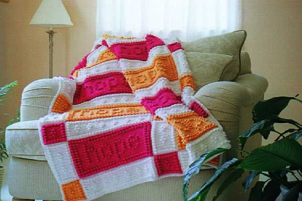 HOPE, FAITH and LOVE pattern for crocheted blanket