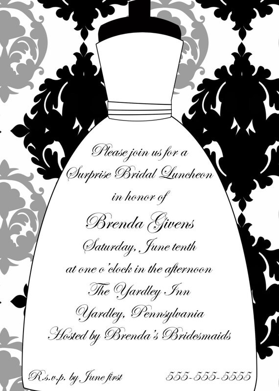 Printable Elegant Wedding Dress Bridal Shower Invitation Il_570xn
