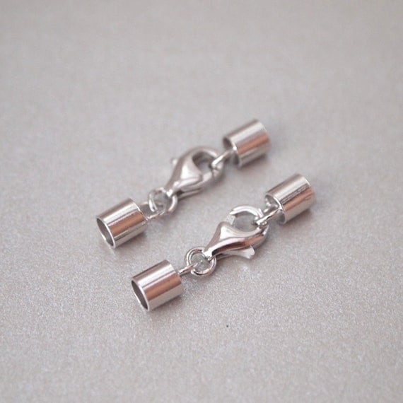 Sets, Necklace Cord End Clasp, White Gold over Sterling Silver, Tube ...