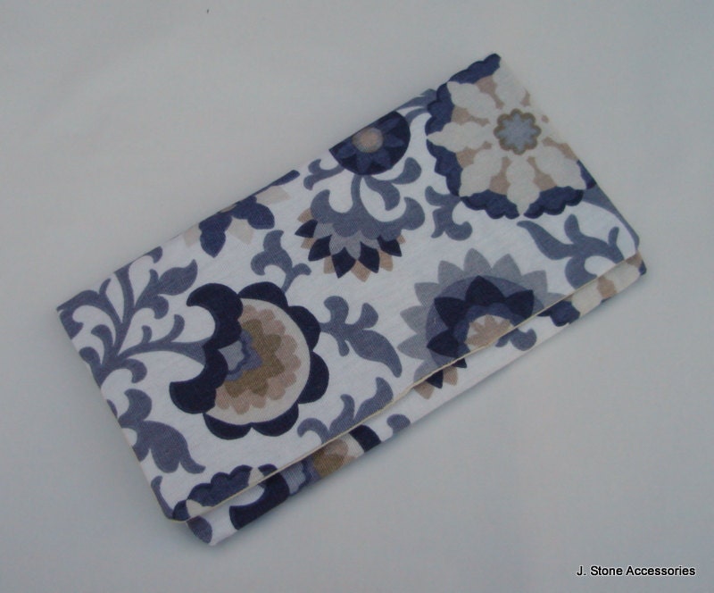 Women's Clutch, Fold Over Clutch, Women's Grey, Tan and Creme Floral Print Clutch