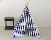 Black and White Chevron Teepee, Red and White or Pick your fabric color Chevron Tent, Kids tent Made to Order