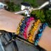 Pink & blue silk and chain link bracelet - Gold tone chain and Woven/Braided silk - Delta Gamma Sorority colors