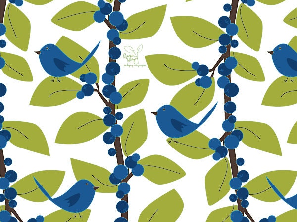 Blue Bird Gift Wrap - 24" x 120" Roll
