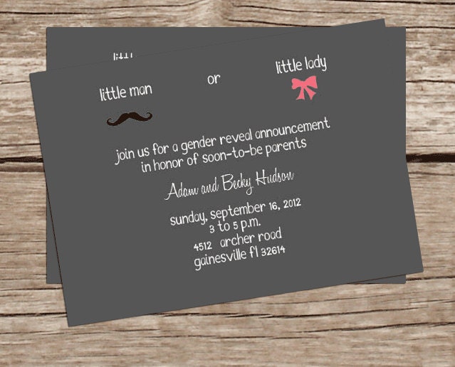 Printable Gender Reveal Invitation - Man or Lady Announcement