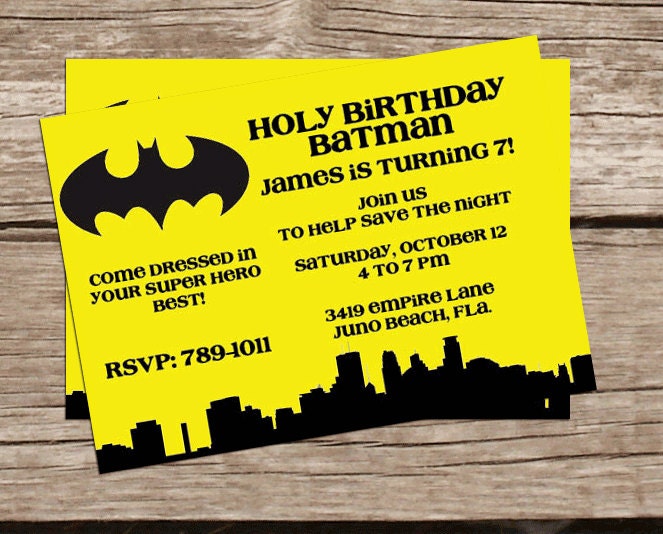 Batman Invitations Etsy Global Handmade And Vintage Marketplace