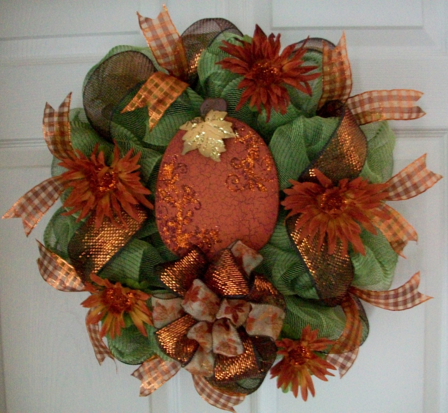 Take 10.00 Off..Summer Sale..Use Coupon Code at Checkout..The "Royal Pumpkin" Wreath