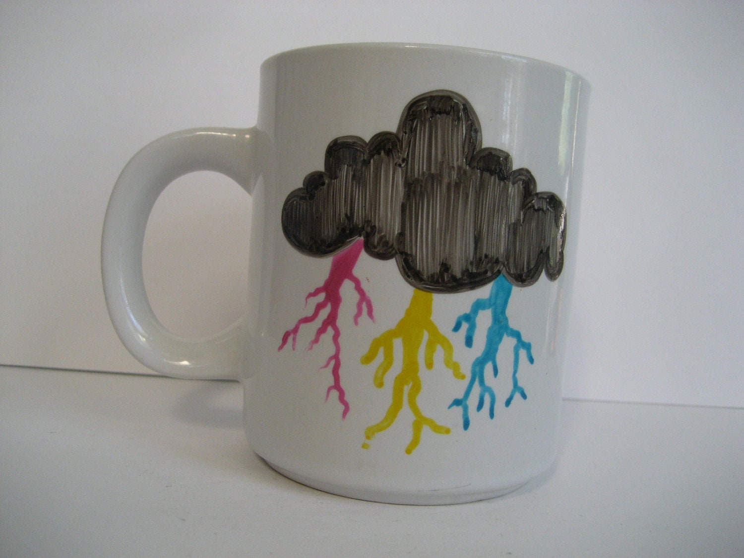 Black Cloud with Lightning- Pink, Yellow and Blue