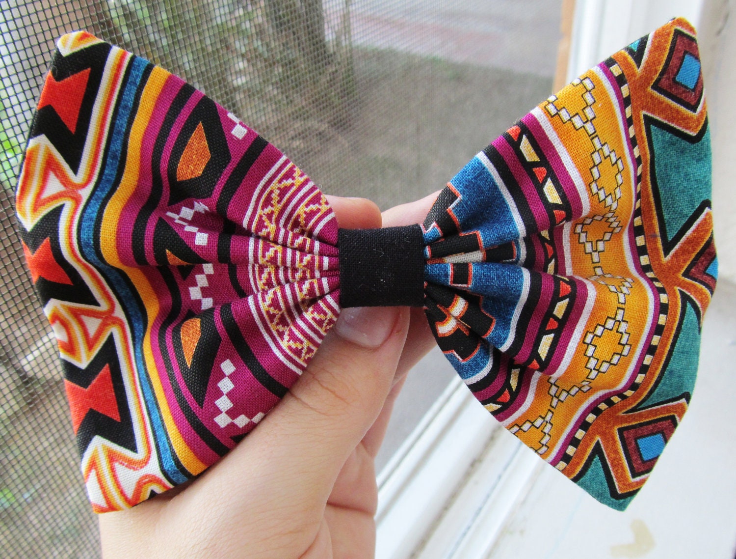 Retro Bright Southwestern Mexican Tribal Big Hair Bow