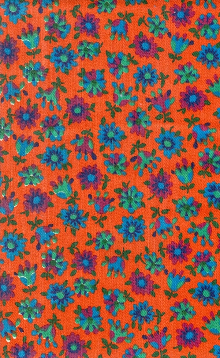 Vintage Orange Floral Fabric - 1 Yard