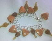 Gorgeous Caramel Charm Bracelet With Polymer Clay Hearts Swarovski Crystals and Glass beads Jewelry - EleganceOfAntonio