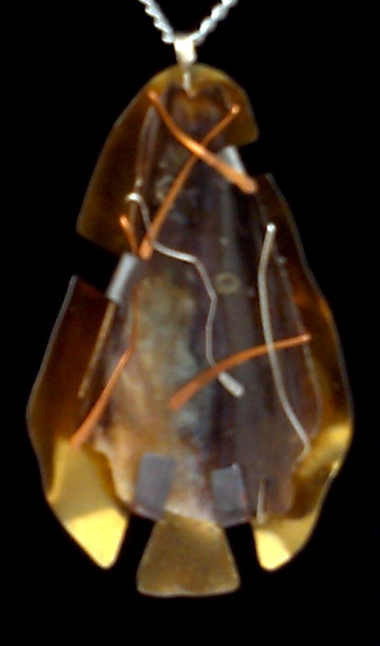 Large Mica Shell Copper Silver Wire Wrapped Atlantic Beach Shell