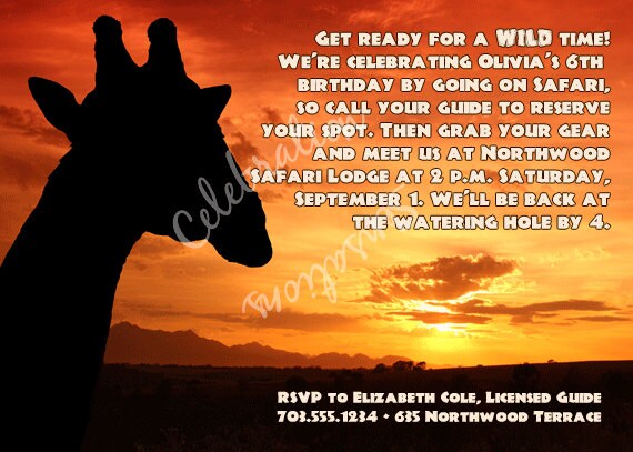 Safari Jungle Wild Animal Birthday Party Custom Personalized Printable DIY Invitation Il_570xn