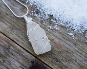White Beach Glass Necklace With Clear Beads