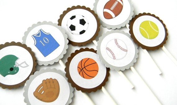 12 Sports Cupcake Toppers