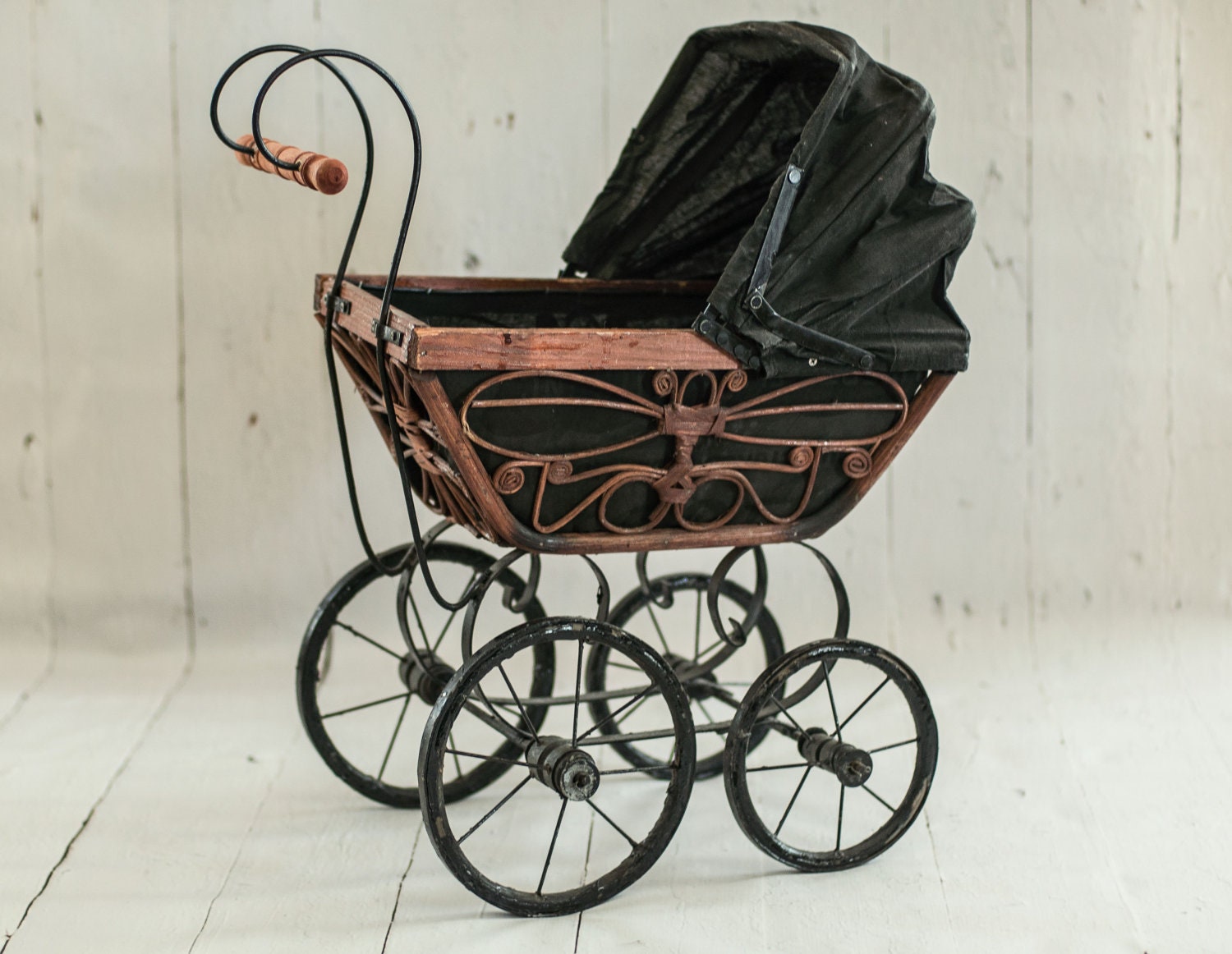 Vintage Doll Pram victorian style photo by TheUrbanFleaMarket