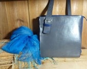 Grey Blue Leather Bag / Women Shoulderbag / Shopper Bag /  Purse / Tote