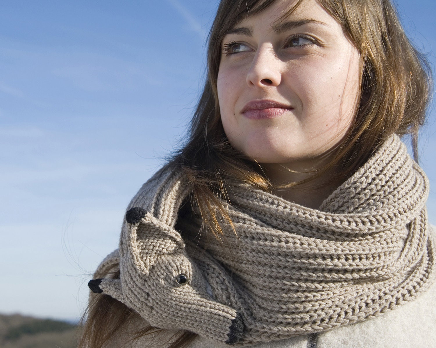 foxy scarf with fisherman's rib
