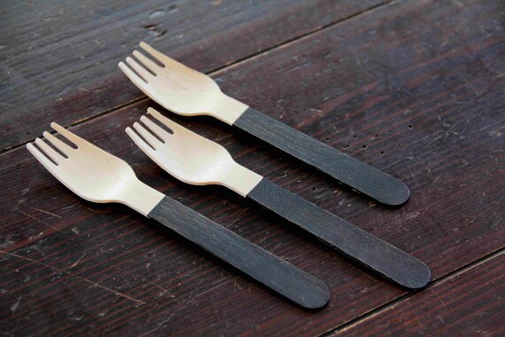 24 Wooden Forks or Spoons- Black Chalkboard Il_570xn