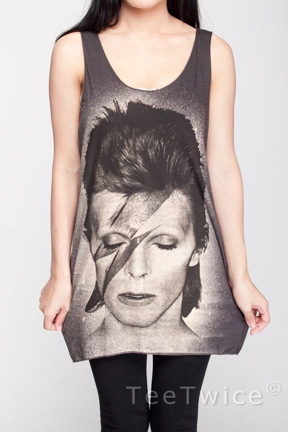 David Bowie Shirt Ziggy Stardust Artist Shirt Women Tank Top Black Shirt Tunic Top Vest Sleeveless Women T-Shirt Size S M