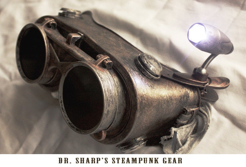 Rustic Steel Metallic Finish Steampunk Goggles by Dr. Sharp - DrSharpSteampunkGear