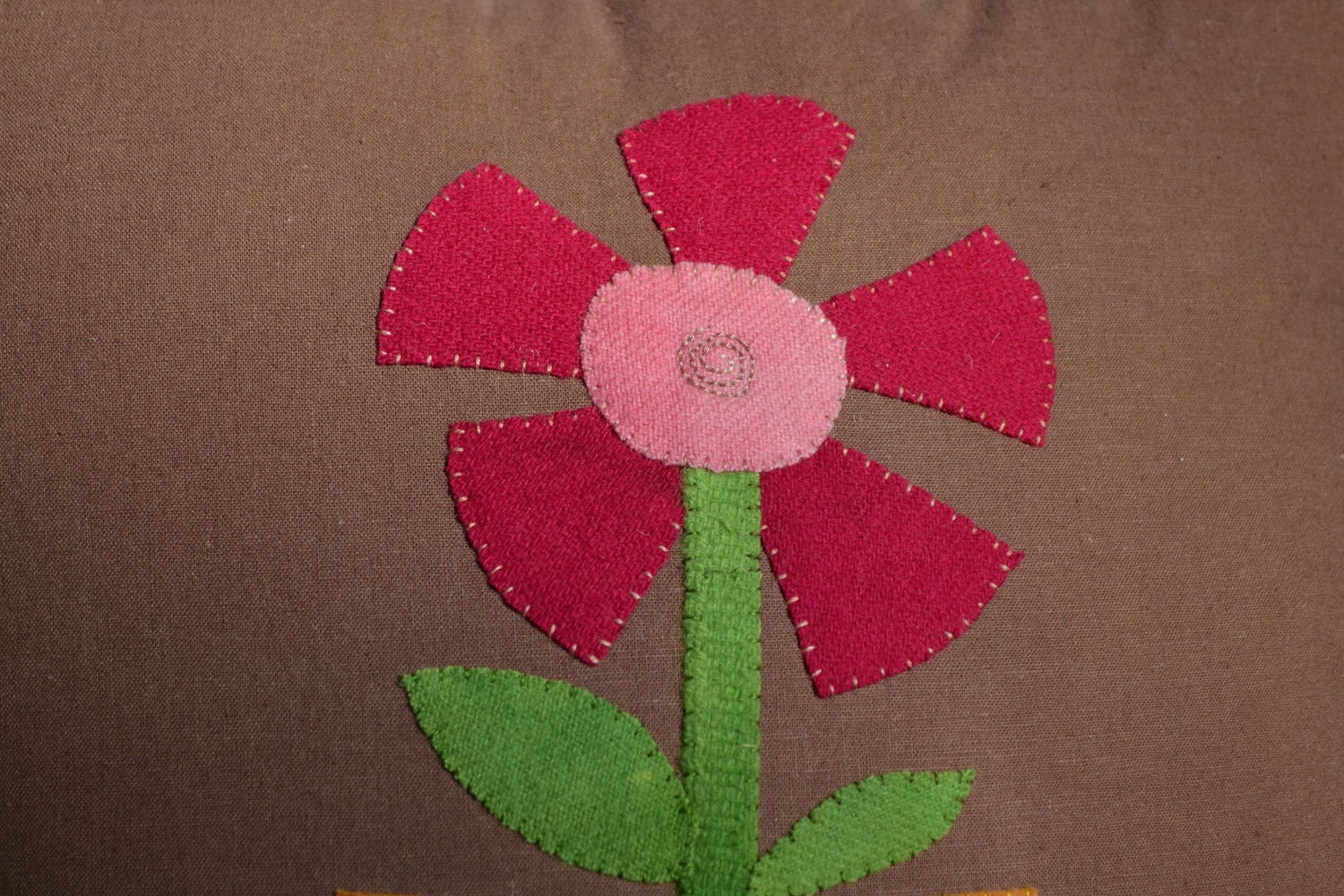 Wool Felt Flower Pillow - Large Throw Pillow