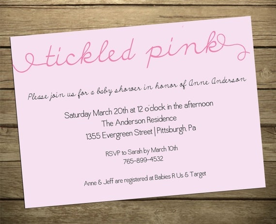 Baby Shower Invitation: Baby Girl Tickled pink - PRINTABLE