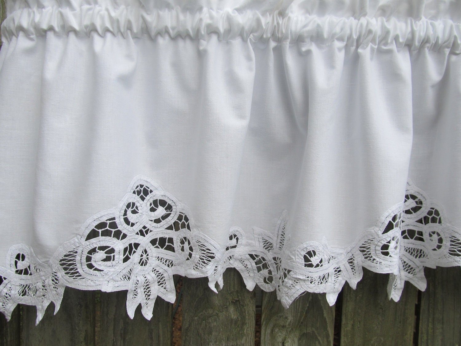 Country Battenburg Lace Curtain Valance In White By Homestyled