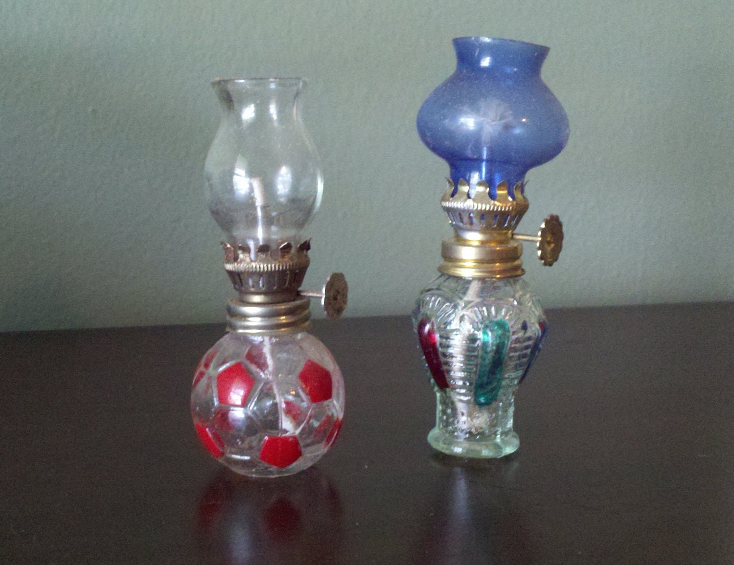 2 vintage miniature oil lamps by RuddyRiverAntiques on Etsy