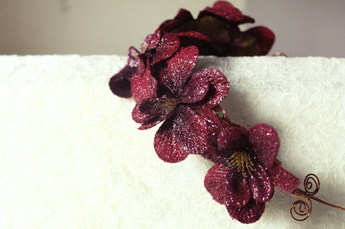 Eleanor - Flower Crown / Floral Wreath / Hairpiece - Wedding, Engagement, Nature Inspired, Fairy, Romantic, Vintage Style, Purple