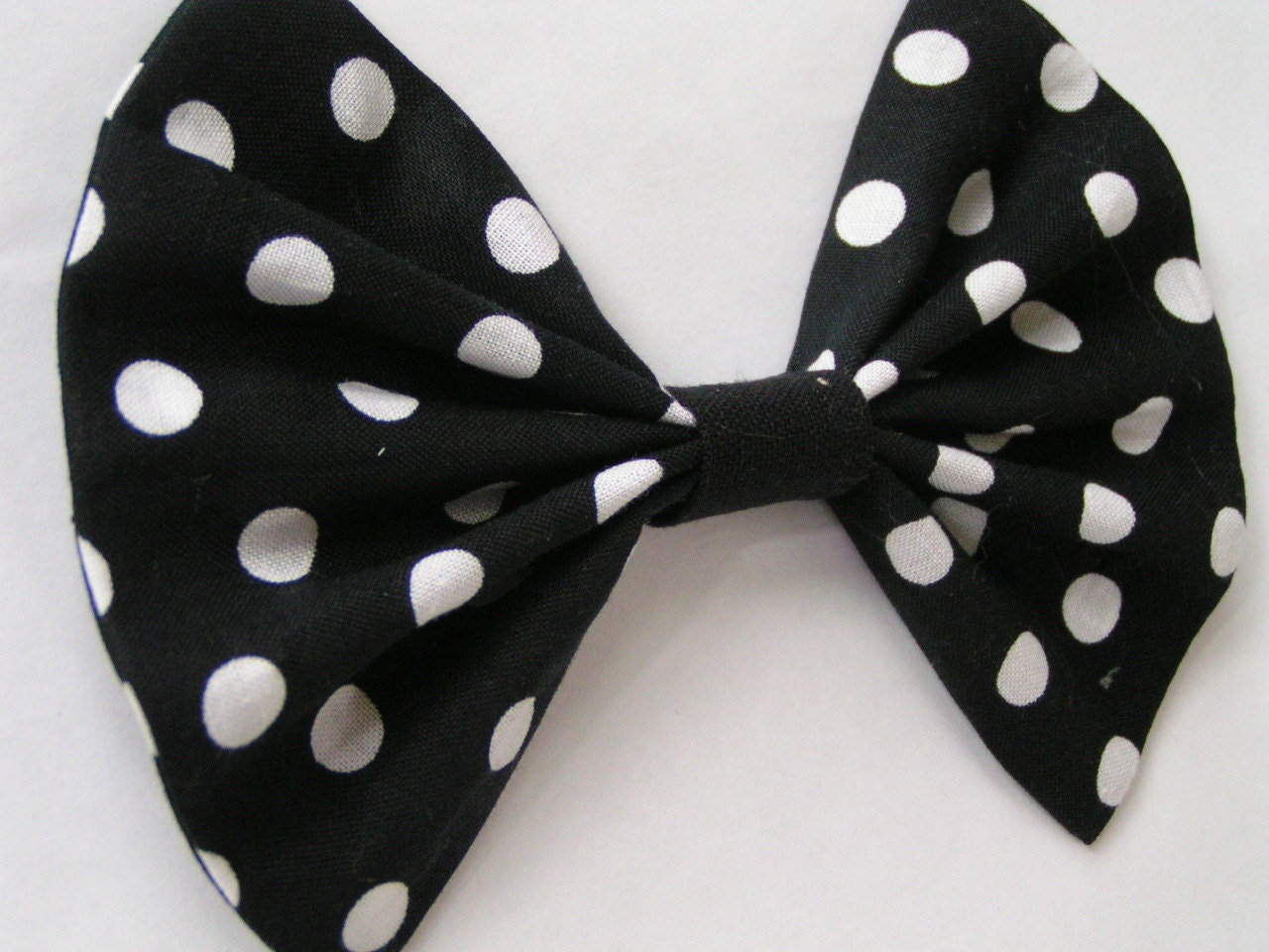 Black White Polka Dot print fabric barrette for teens and women,french barrette, hair bows bow hair clip big bow hair clip