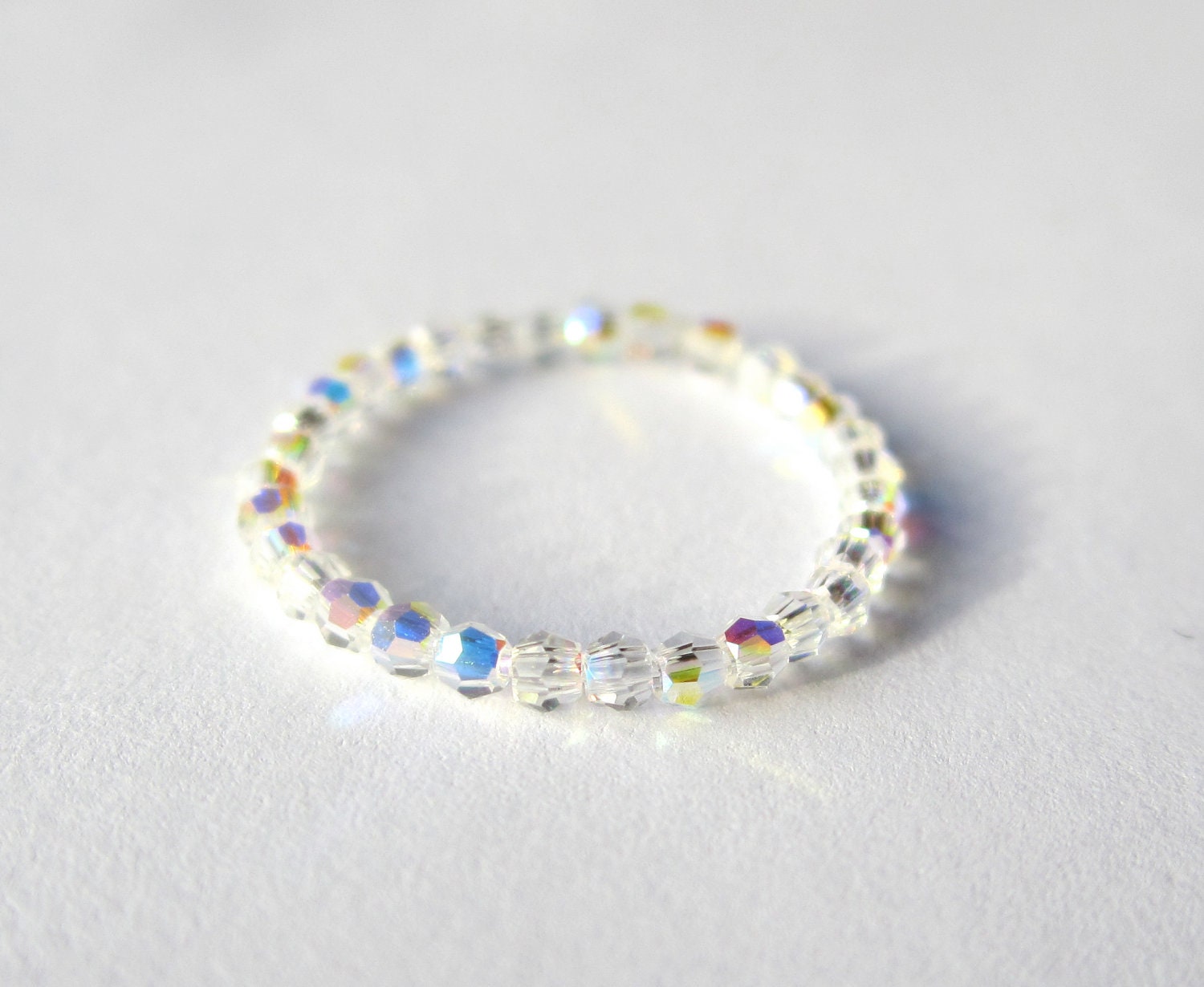 Items similar to Dainty Swarovski Crystal Stretch Ring, Stacking Rings, Stretch Ring, Crystal