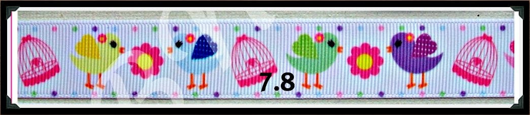7.8 Sweet Tweets Cages, Birds, and Dots Heart Valentine's Day Spring Grosgrain Ribbon Il_170x135