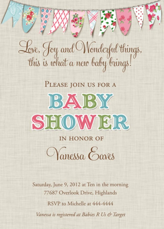 Bunting Boy or Girl Baby Shower Invitation - Printable Il_570xn