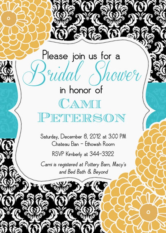 Damask Floral Bridal Shower Invitation - Printable Il_570xn