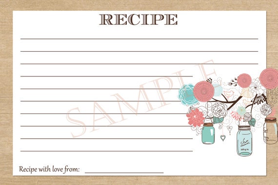 Rustic Mason Jar Tree Floral & Wood Recipe Card - Printable Il_570xn