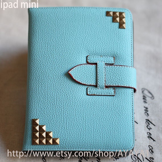 iPad 2/3 Case, iPad 2/3 Cover ,iPad,blue case with bronze stud,studded  2/3 ipad case