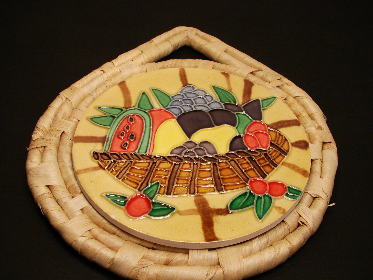 Vintage Swedish Kitchen Tile Trivet / usable wall hanger / nice Home Decor / ceramic hot pad
