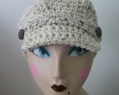 Brimmed Hat Crocheted in Oatmeal Color