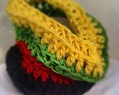 Rasta Inspired Neck Cowl/Scarf Yellow-Green-Red-Black-READY To Ship- JAMAICA - UrbanTeaTree Rasta Inspired Neck Cowl/Scarf Yellow-Green-Red-Black-READY To Ship- JAMAICA - UrbanTeaTree