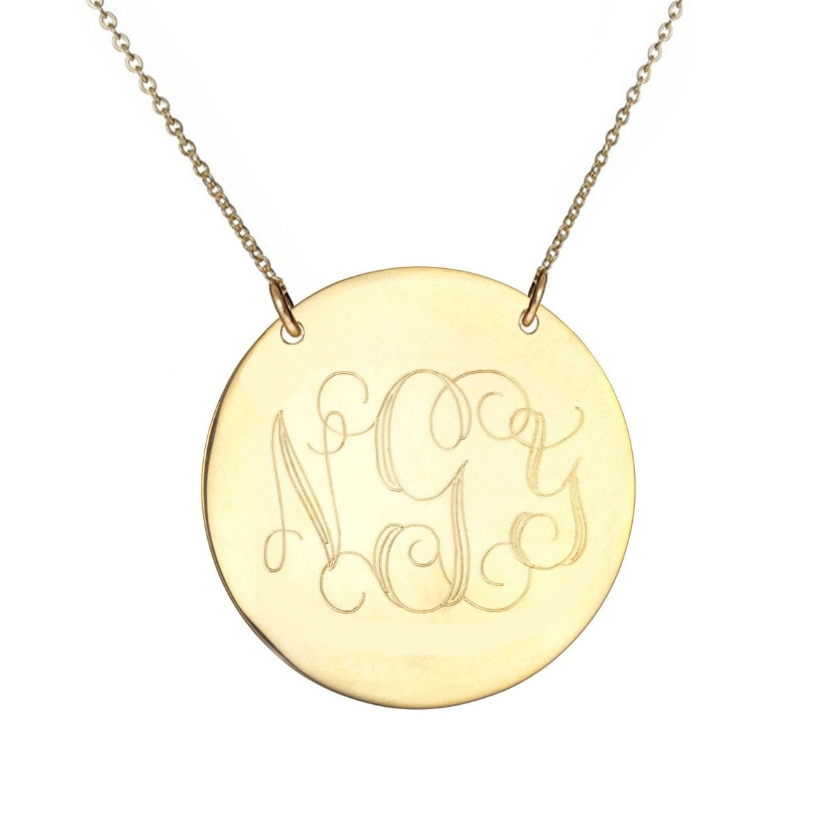 14K Gold Monogram disc Necklace choose any by justforfundesign