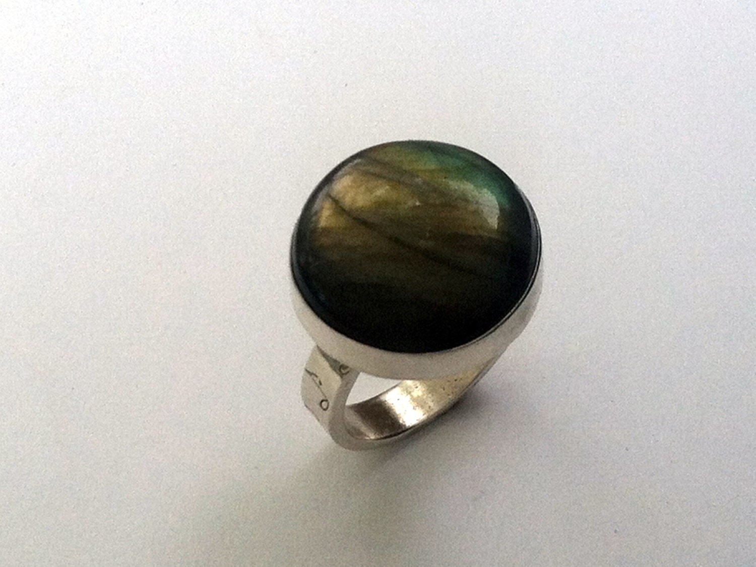 Labradorite Ring-Sterling Silver-Size 9-Music Notes-Sunshine-Natural Stone-Handmade Jewelry