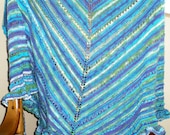 Hand Knit Triangular Shawl with Ruffled Edge