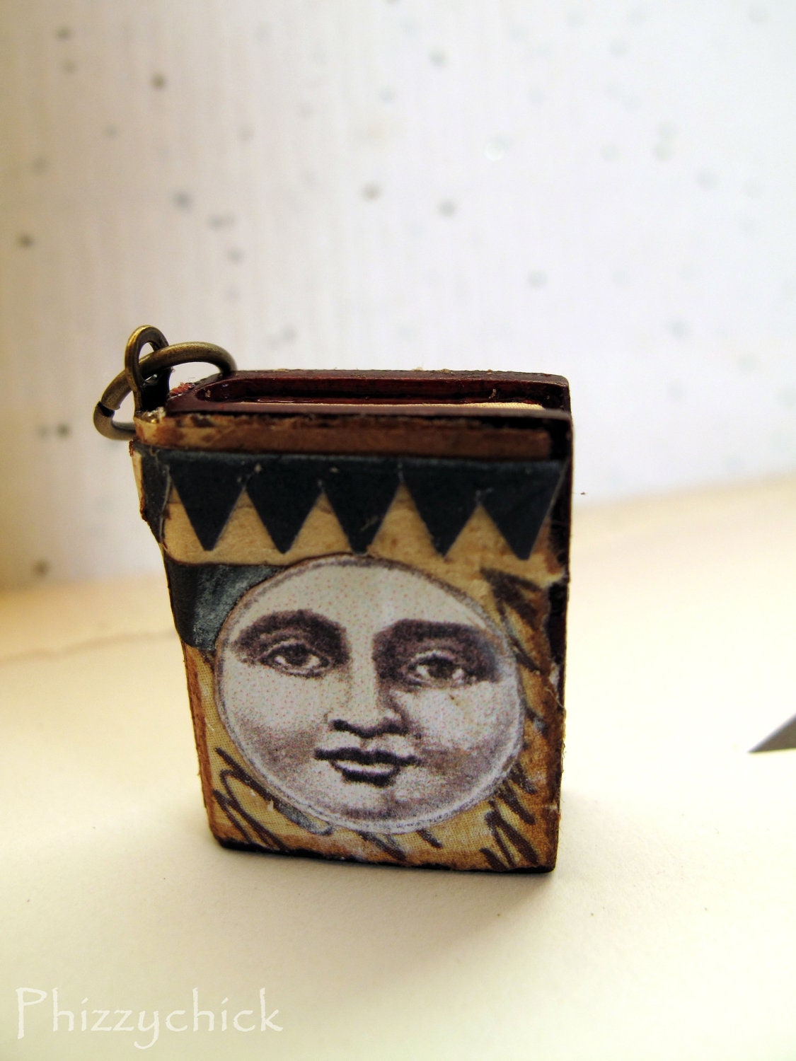 Book Charm Pendant - Full Moon Moonlight
