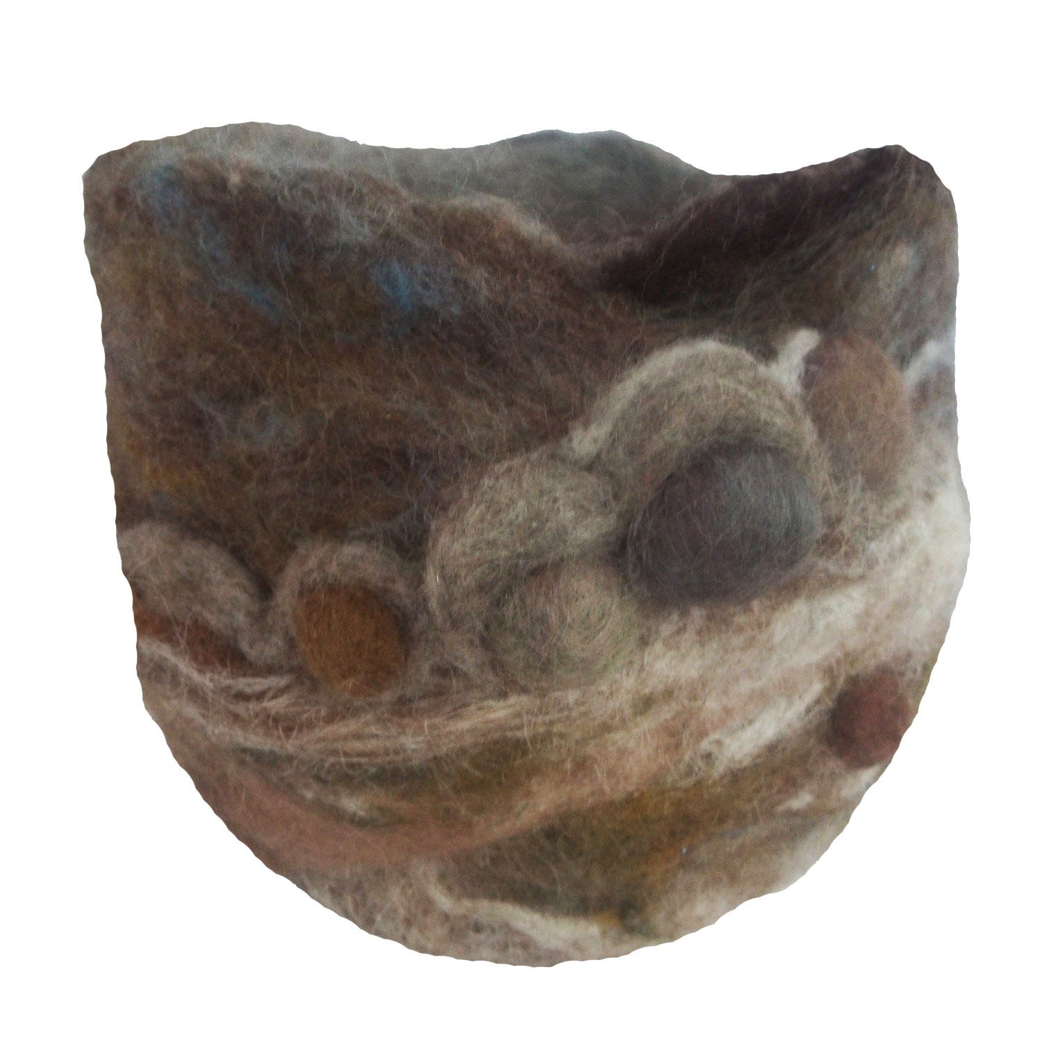 Ornamental Felted Bowl, Natural colors, Wet and Needle Felted