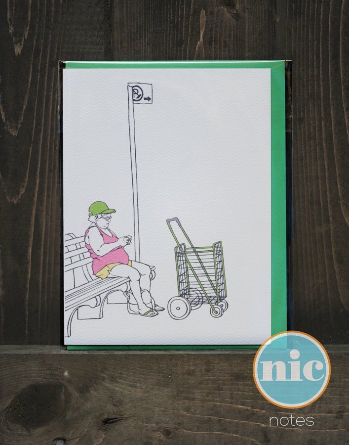 Lady on Bench - Note card