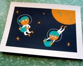 Reading Astronauts Silkscreen Print