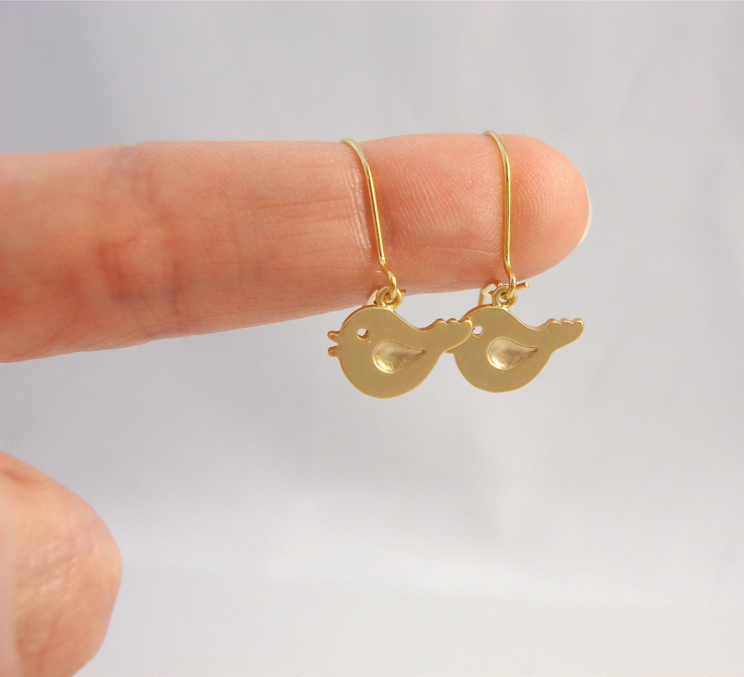 Gold Bird Earrings, Bird Jewelry, Birds