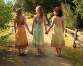 SALE Country Hippie Dress Tan Gold Sundress Earthy Yellow Festival Lace Vintage Skirt Designer elyse oRiGiNaLs SIGNATURES